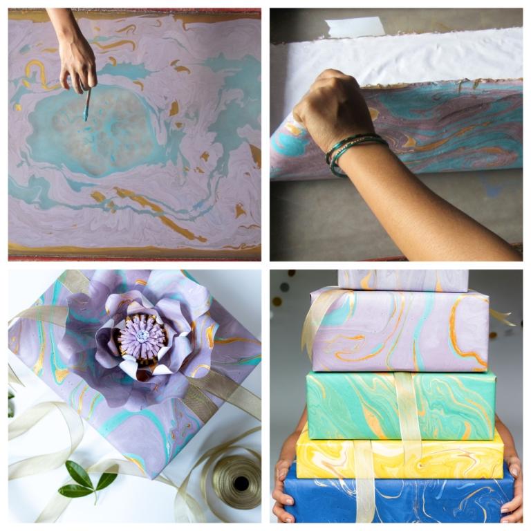 Hand Marbled Gift Wrap Sheets